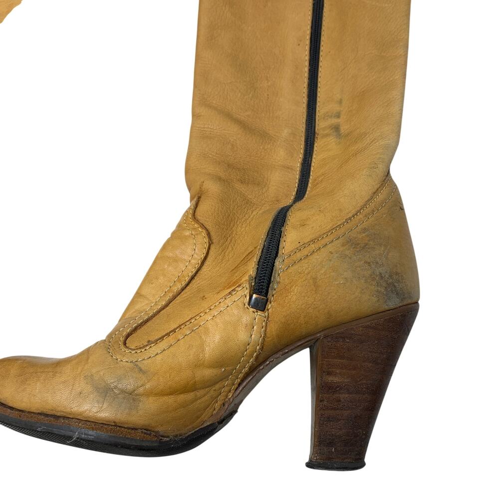 Vintage 70s The Wild Pair Leather Boots Womens 6.5 B Tan Western Boho Tall - Picture 4 of 10